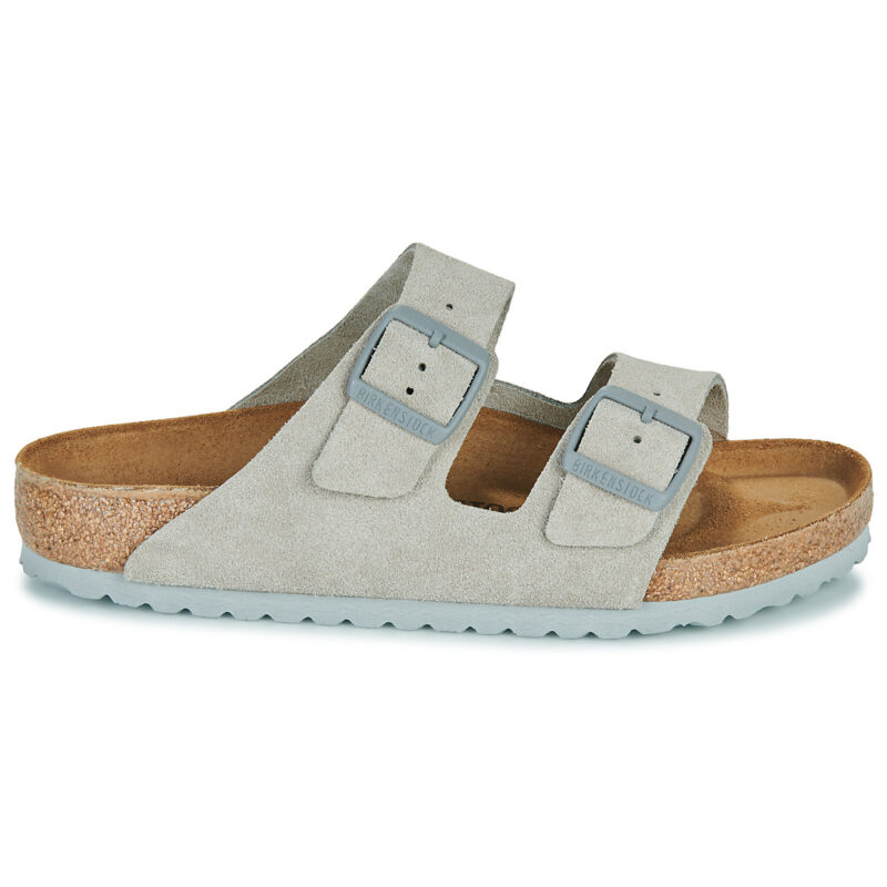 Chaussons femme BIRKENSTOCK Arizona en daim / coloris Stone / Coin / Gris clair - Pointure 2