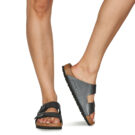 BIRKENSTOCK Arizona Birko-flor / Metallic / Black / Regular Nero Ciabatta Donna - 8