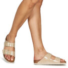 Chaussons femme BIRKENSTOCK Arizona Birko-flor / Vernis / Sable / Beige &eacute;troit - Pointure 8