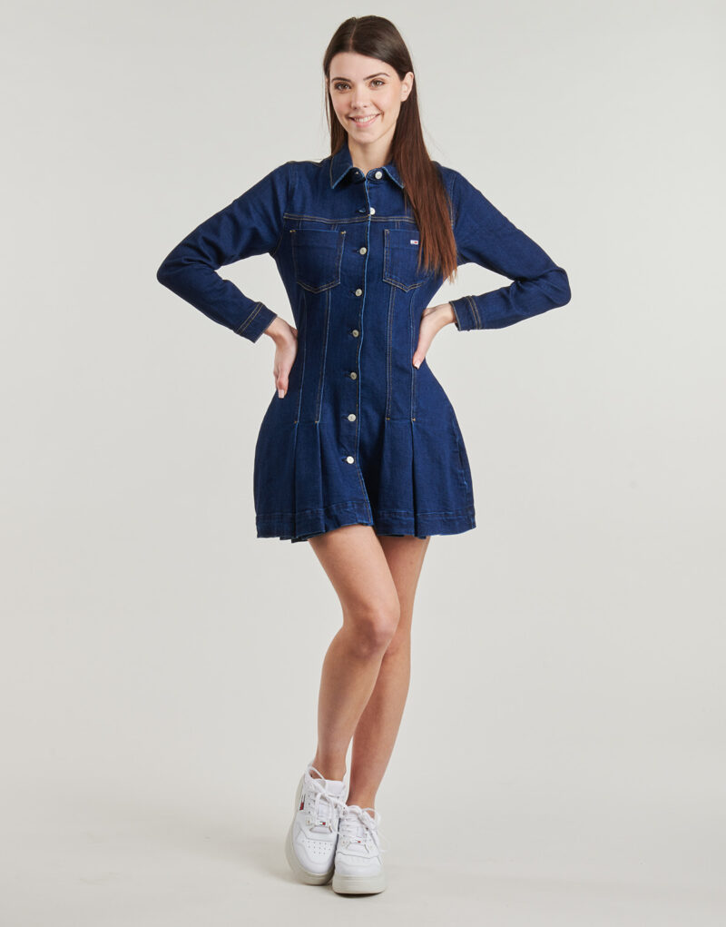 Abito corto Tommy Jeans DENIM PLEATED TRUCKER DRESS Marine Abiti corti Donna - 2