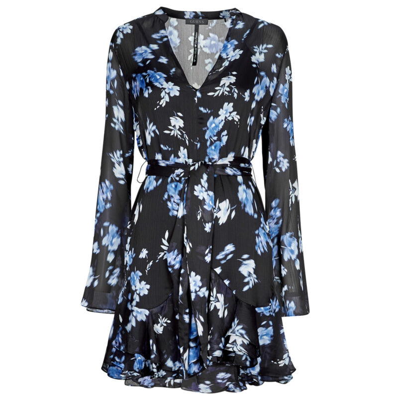 Kurzes Kleid Guess SIBILLA Blaue kurze Kleider Damen - 1