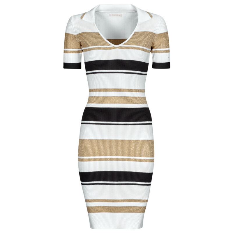 Kurzes Kleid Guess EVIE GESTREIFTES POLOKLEID Mehrfarbiges kurzes Damenkleid - 1