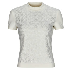 T-shirt  Guess  MOCK NECJK ALL OVER LOGO  Bianco -  T-shirt maniche corte Donna