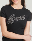 T-shirt Guess RIB LOGO Nero T-shirt maniche corte Donna - 5