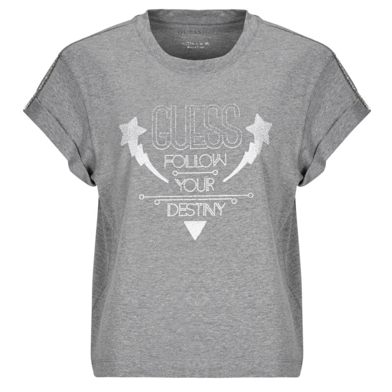 T-shirt Guess T-shirt &agrave; manches courtes SLEEVES STRASS gris pour femme - 1