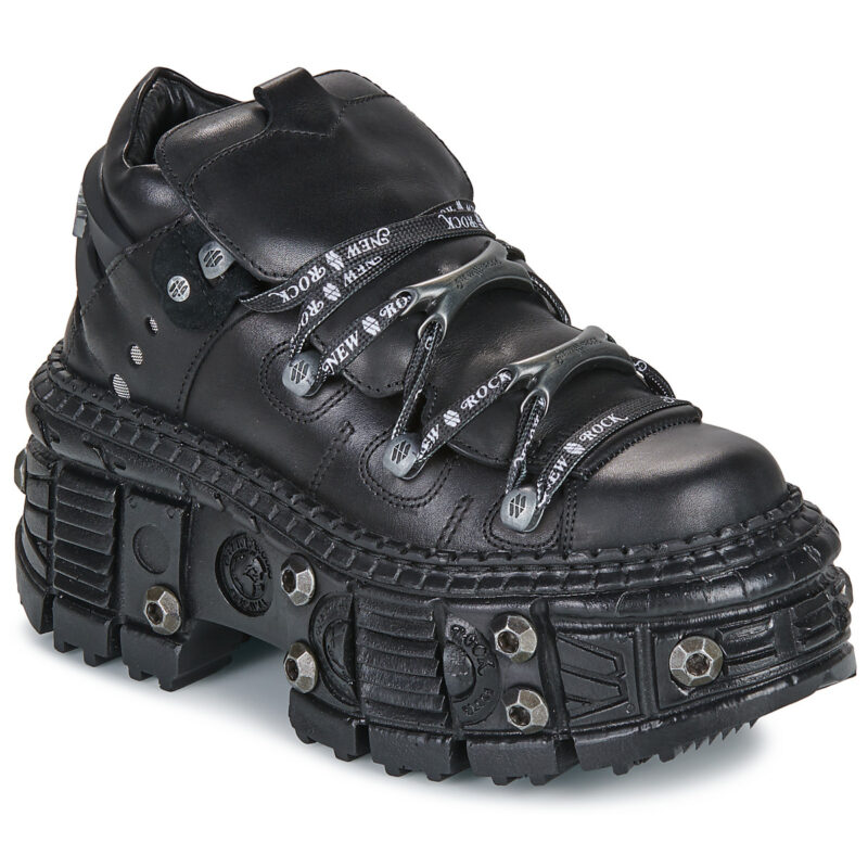 New Rock WALL CRUST Nero Derby Donna - 1