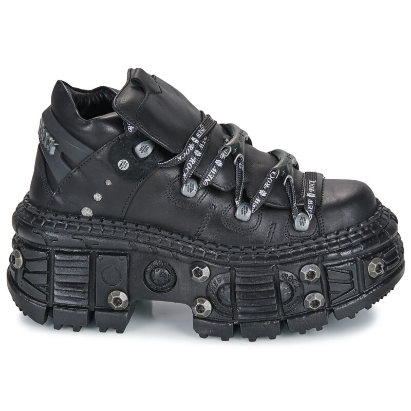 New Rock WALL CRUST Nero Derby Donna - 2