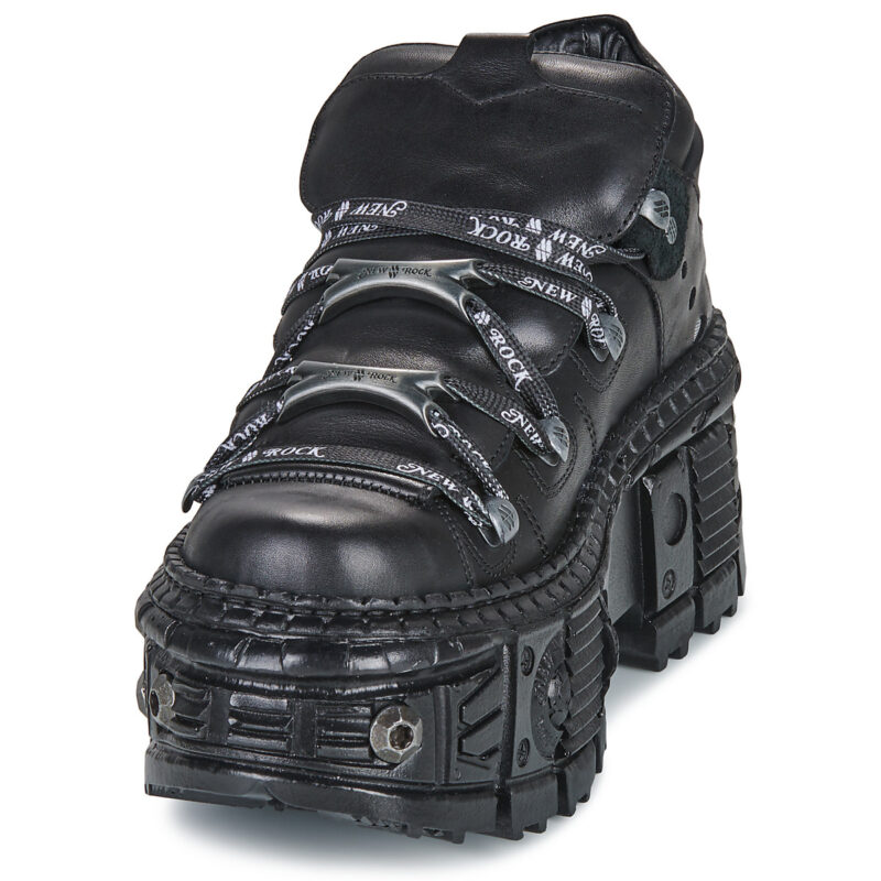 New Rock WALL CRUST Nero Derby Donna - 3