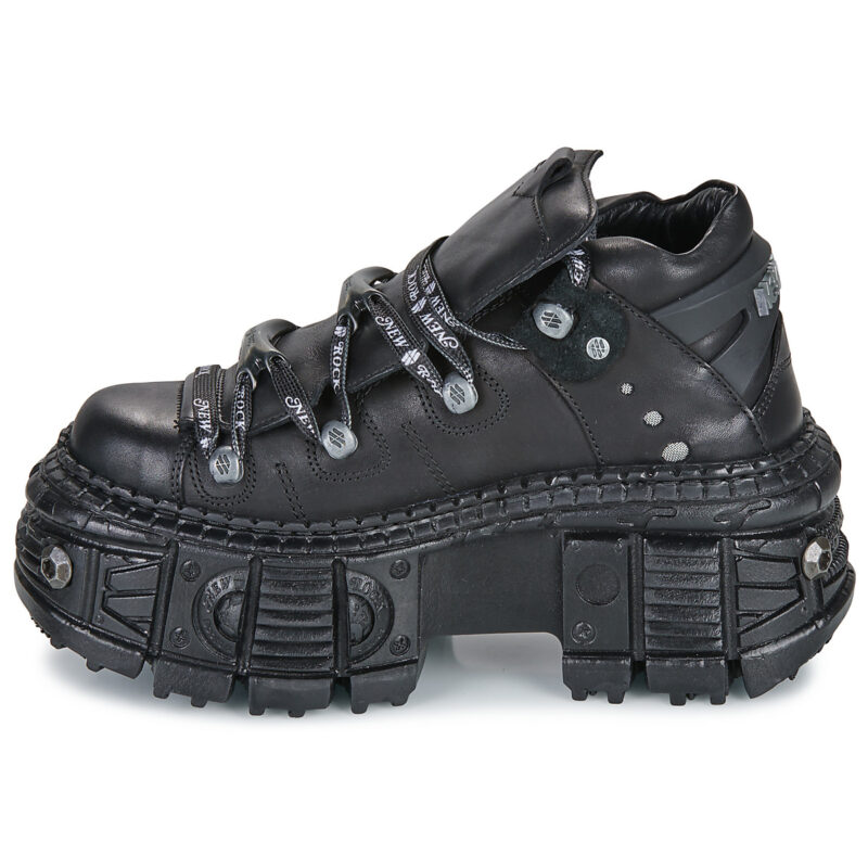 New Rock WALL CRUST Nero Derby Donna - 4