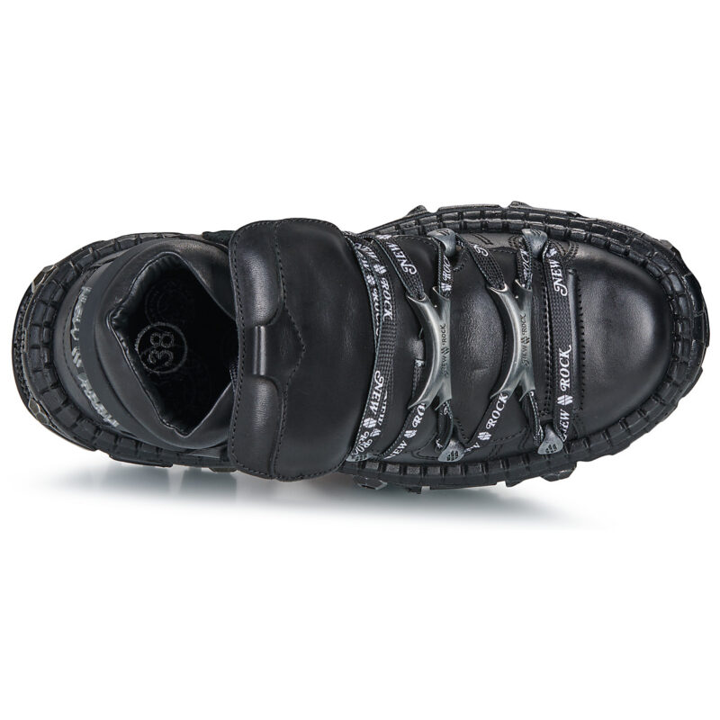 New Rock WALL CRUST Nero Derby Donna - 6