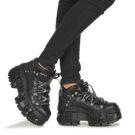 New Rock WALL CRUST Nero Derby Donna - 8