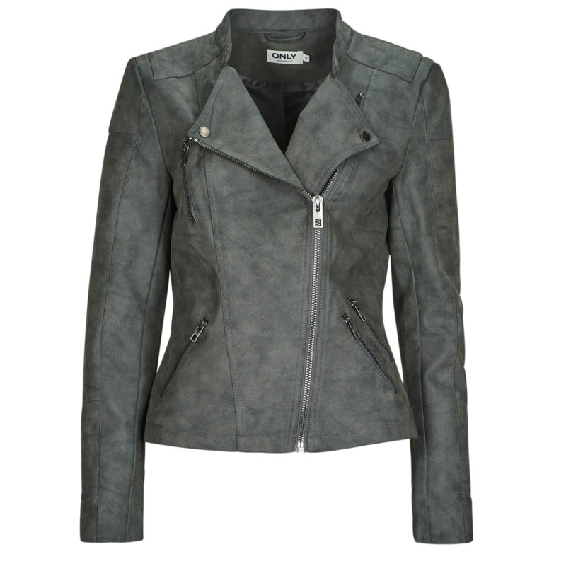Giacca in pelle Only ONLAVA Grigio Giacche in pelle Donna - 1