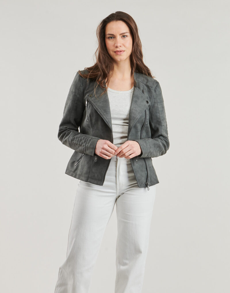 Giacca in pelle Only ONLAVA Grigio Giacche in pelle Donna - 2