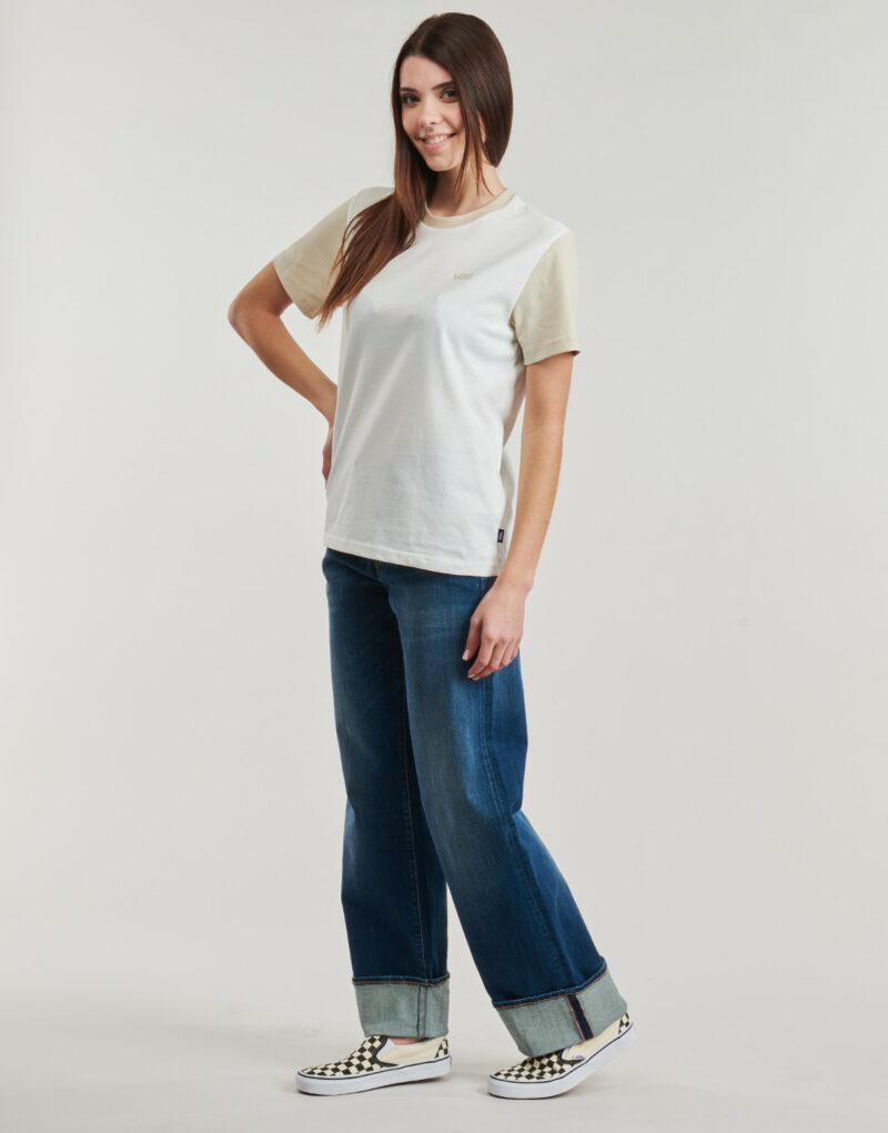 Vans COLORBLOCK BFF TEE Wei&szlig;es Damen-T-Shirt mit kurzen &Auml;rmeln - Gr&ouml;&szlig;e 3