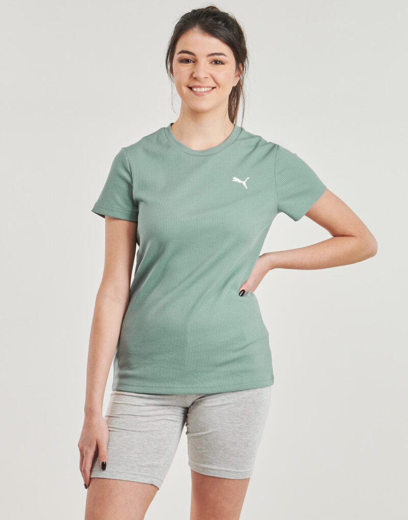 T-shirt Puma ESS ELEVATED RIB TEE Verde T-shirt maniche corte Donna - 2