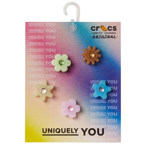Accessori scarpe uomo Crocs Enlighten Flower 5 Pack multicolore, set di cinque decorazioni colorate per sandali Crocs, ideale per personalizzare le scarpe e aggiungere un tocco di stile unico.