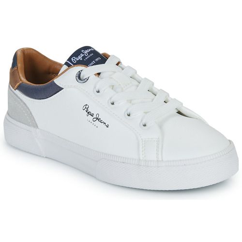 Scarpe Pepe Jeans per bambini, modello KENTON COURT B in bianco, ideali per ragazzi. Sneakers alla moda, con design trendy e comfort eccellente, perfette per ogni occasione. Ottimo acquisto per un look casual e sportivo, realizzate con materiali di alta qualità.