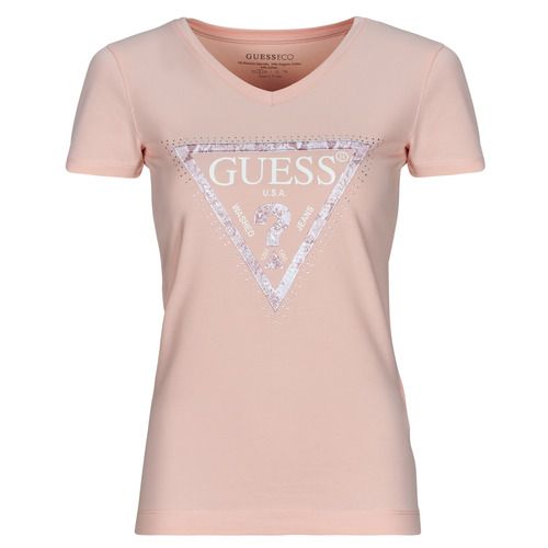T-shirt Guess VN PYTHON TRIANGLE Rosa, maniche corte per donna, blusa elegante e alla moda con design contemporaneo, ideale per outfit casual e trendy. Perfetta per ogni occasione, combina comfort e stile, disponibile in taglie assortite. Aggiungi un tocco di originalità al tuo guardaroba estivo con questa T-shirt versatile.