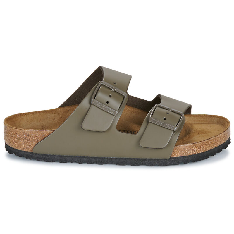BIRKENSTOCK Arizona Natural / Pelle Grauer/Khakifarbener Damen-Hausschuh (Gr&ouml;&szlig;e 2)