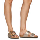 BIRKENSTOCK Sydney Cushion Buckle Birko-flor / Taupe / Regular Oro Ciabatta Donna - 8