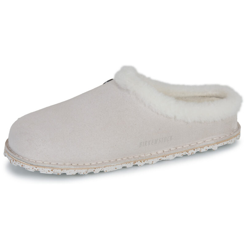 BIRKENSTOCK Zermatt Premium Suede / Antique / White / Regular White Men's Slippers - 4