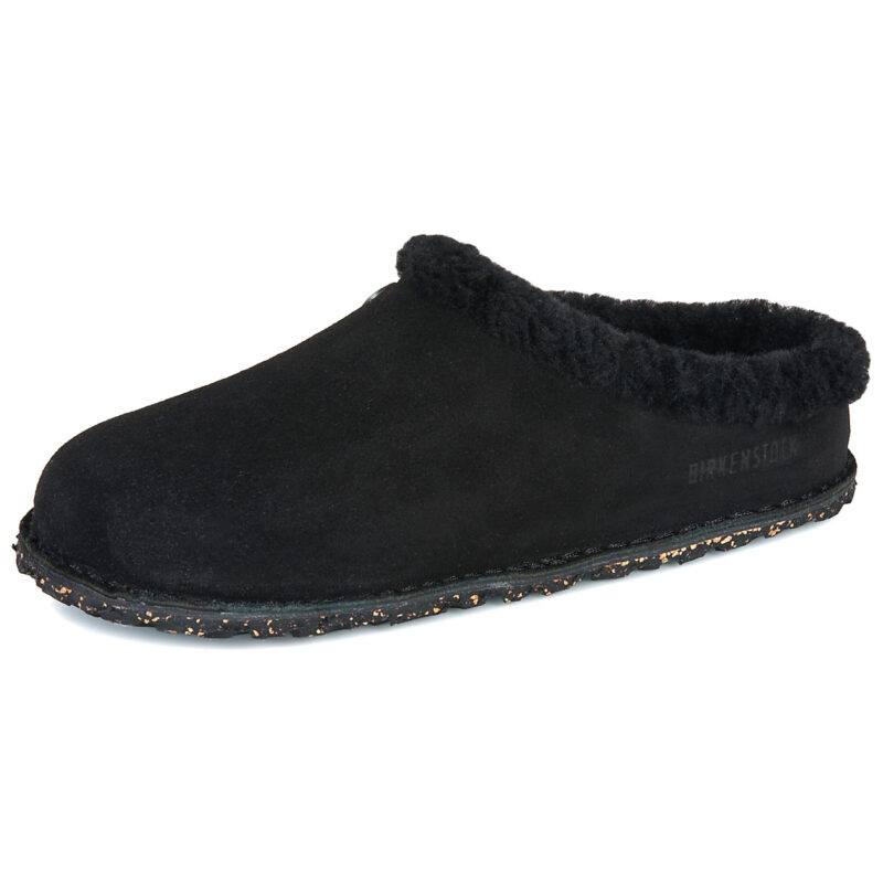 BIRKENSTOCK Zermatt Premium Suede / Black / Laf / Regular Black Men's Slippers - 4