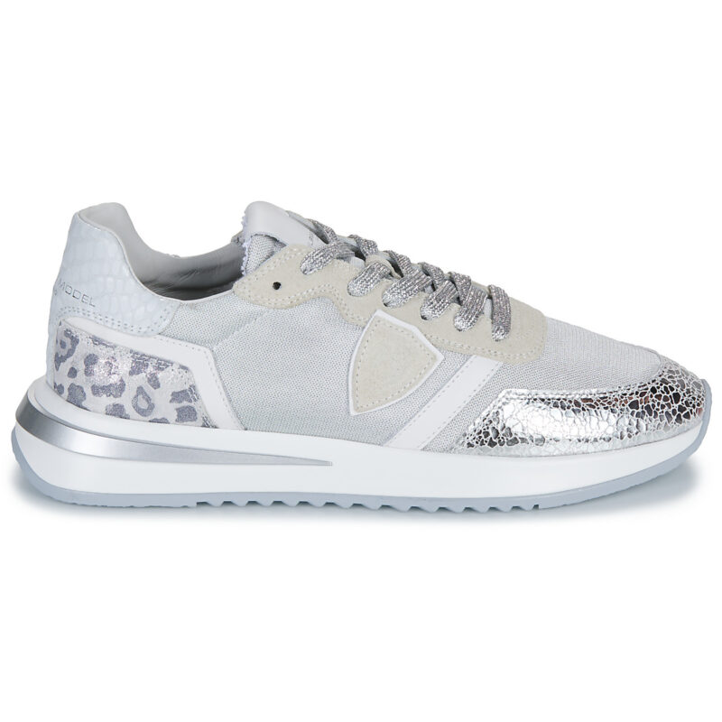 Philippe Model TROPEZ 2.1 LOW WOMAN Silberne Sneaker f&uuml;r Damen - Gr&ouml;&szlig;e 2