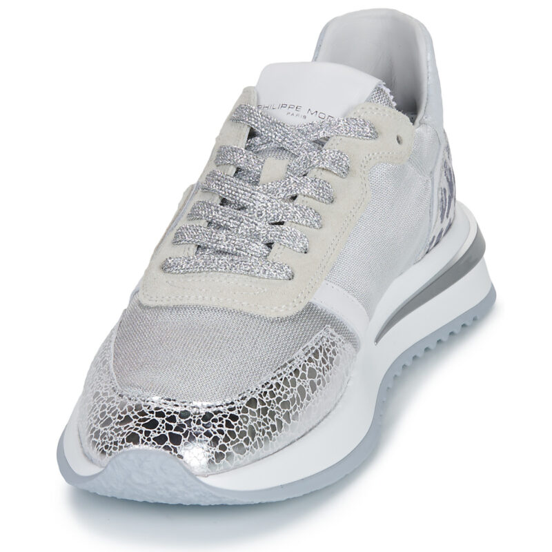 Philippe Model TROPEZ 2.1 LOW WOMAN Silberne Sneaker f&uuml;r Damen - Gr&ouml;&szlig;e 3