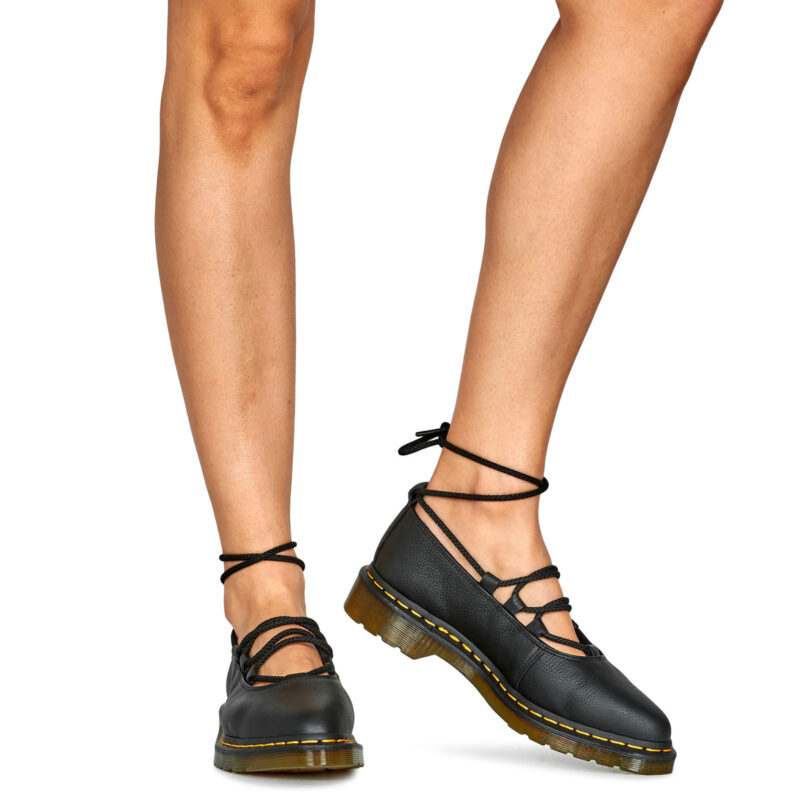 Dr. Martens Elphie II Lace Up Black Virginia Nero Ballerine Donna - 8