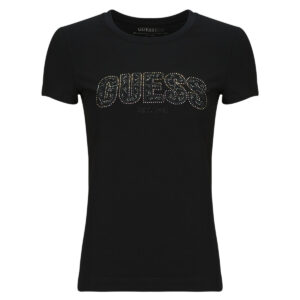 T-shirt  Guess  LOGO LACE  Nero -  T-shirt maniche corte Donna