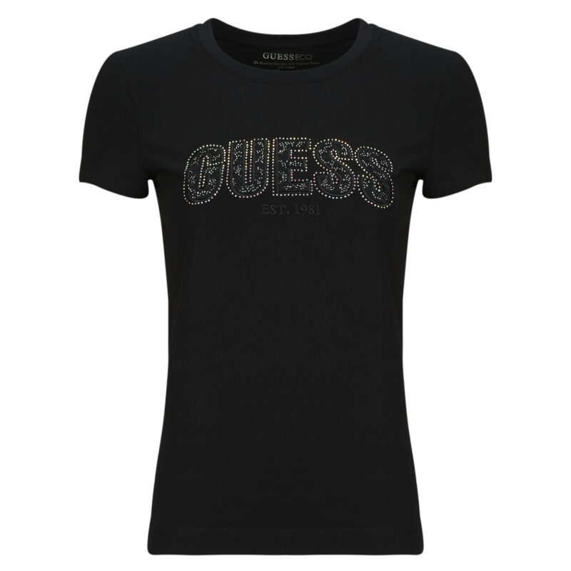 T-Shirt Guess LOGO LACE Nero T-shirt maniche corte Donna - 1