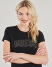 T-Shirt Guess LOGO LACE Nero T-shirt maniche corte Donna - 5