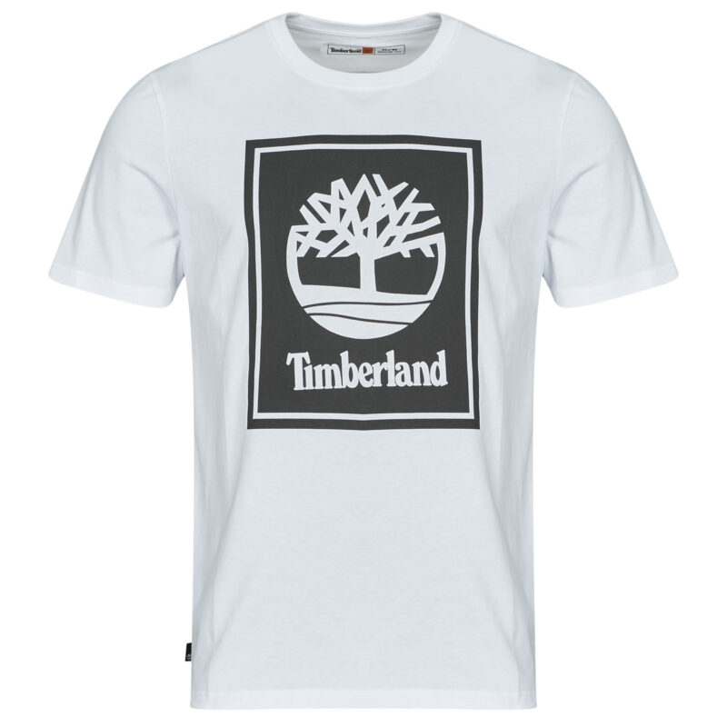 Timberland STACK LOGO Kurzarm-T-Shirt, Wei&szlig;, Herren, Gr&ouml;&szlig;e 1