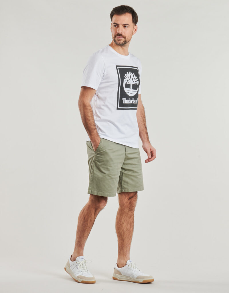 Timberland STACK LOGO Kurzarm-T-Shirt, Wei&szlig;, Herren, Gr&ouml;&szlig;e 3