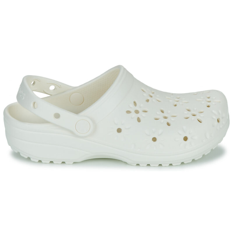 Crocs Classic Floral Cut Out Clog White Women's Clogs - 2