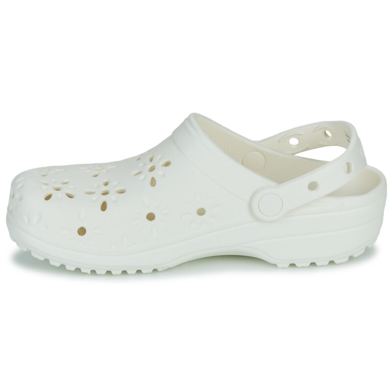 Crocs Classic Floral Cut Out Clog White Women's Clogs - 4