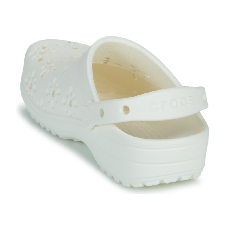 Crocs Classic Floral Cut Out Clog White Women's Clogs - 5