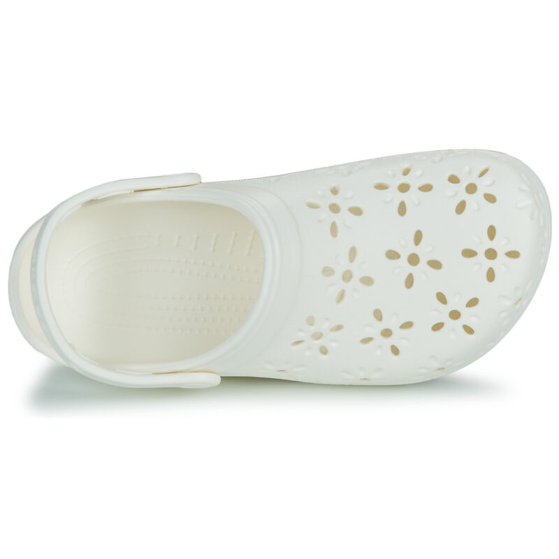 Crocs Classic Floral Cut Out Clog White Women's Clogs - 6