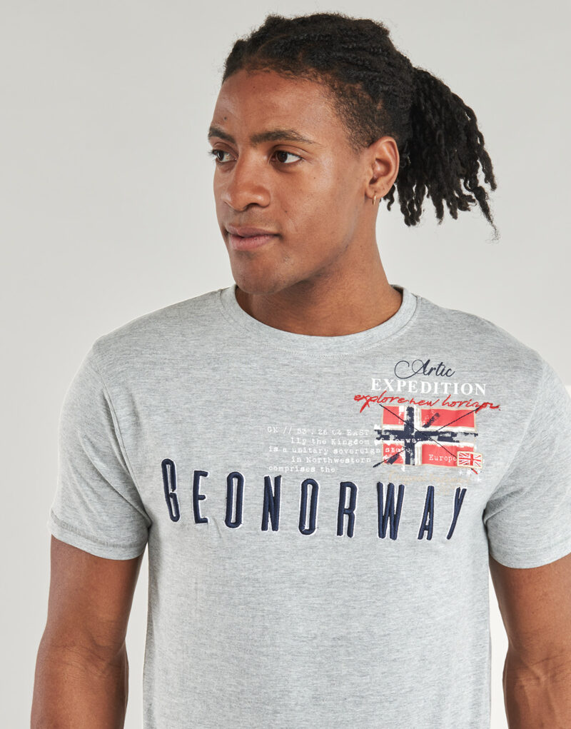 Geographical Norway JASON Grau T-Shirt Kurzarm Herren - 5