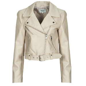 Giacca in pelle  Only  ONLVERA  Beige -   Giacche in pelle Donna