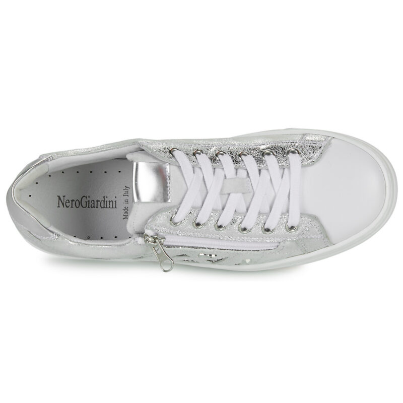 NeroGiardini E513010D Argento Damen-Sneaker, niedrig geschnitten - Gr&ouml;&szlig;e 6