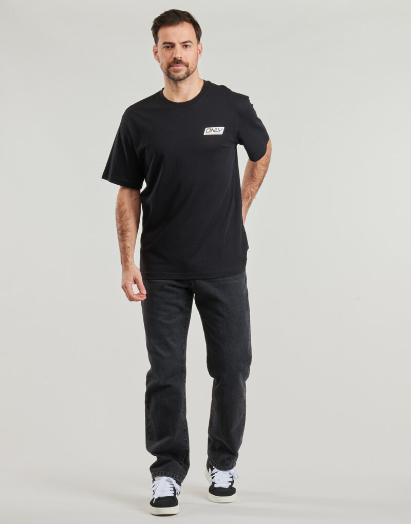 Camisetas Only & Sons ONSSPRINT Negro T-shirt maniche corte Uomo - 3