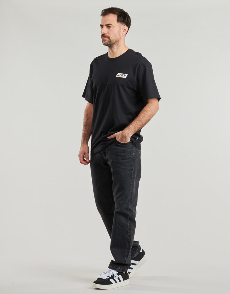 Camisetas Only & Sons ONSSPRINT Negro T-shirt maniche corte Uomo - 4