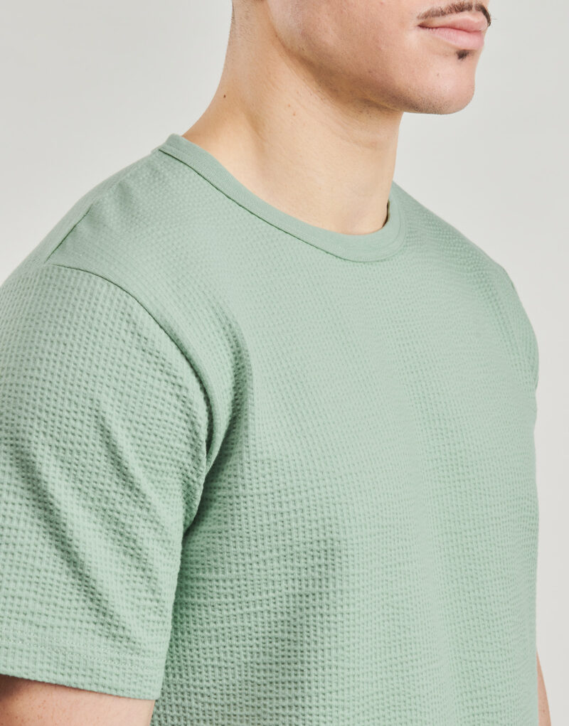 T-shirt Selected SLHSANDER SEERSUCKER Verde T-shirt maniche corte Uomo - 5
