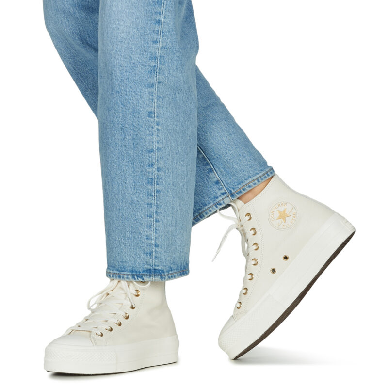 Converse CHUCK TAYLOR ALL STAR LIFT PLATFORM GOLD Bianco Sneakers alte Donna - 8