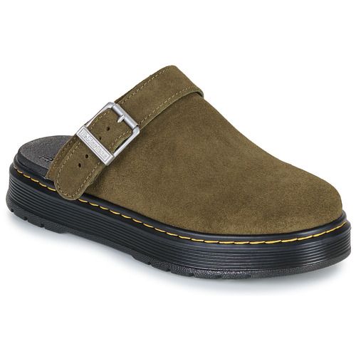 Zoccoli Donna Dr. Martens Brookline Mule DMs in pelle scamosciata color oliva Bronx. Design elegante e confortevole, ideale per ogni occasione. Acquista ora per aggiungere un tocco di stile al tuo guardaroba!
