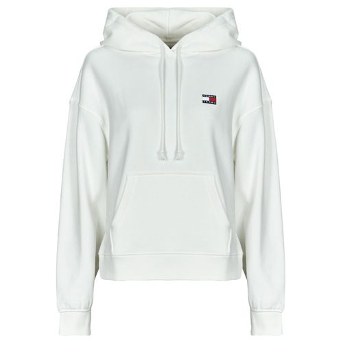 Felpa Donna Tommy Jeans TJW BXY BADGE HOODIE EXT in Bianco, caratterizzata da un design moderno e casual. Perfetta per un look trendy, questa felpa è realizzata in materiale di alta qualità, ideale per la stagione. Acquista ora per un outfit alla moda con il logo distintivo Tommy Jeans.