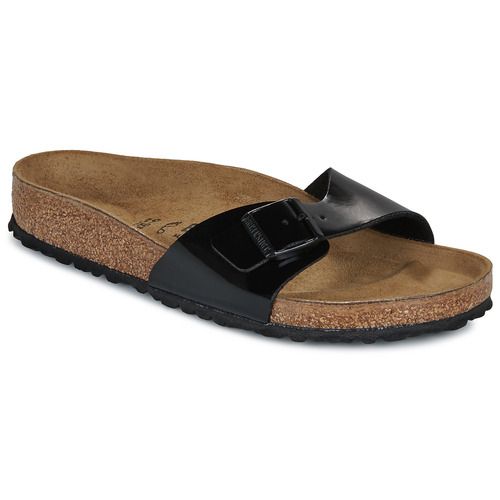 Ciabatta donna BIRKENSTOCK Madrid BF Patent Black in colore nero, con superficie lucida e design elegante. Comfort eccezionale e supporto ottimale per un utilizzo quotidiano. Perfetta per ogni stagione, ideale per abbinamenti casual e raffinati. Scopri il tuo stile con questa versatile ciabatta BIRKENSTOCK.