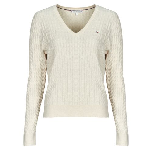 Maglione Donna Tommy Hilfiger CO CABLE FINE GG V-NK LS SWT Beige, elegante e versatile, perfetto per ogni occasione. Realizzato in morbido tessuto, offre comfort e stile. Ideale per abbinamenti casual o chic, è un must-have nel guardaroba femminile. Disponibile in diverse taglie.