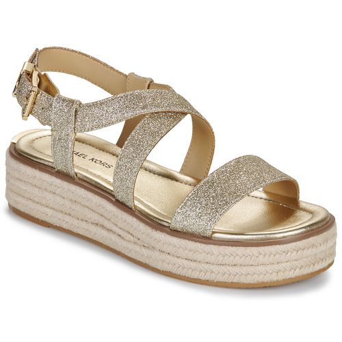 Sandali donna MICHAEL Michael Kors LYNN ESPADRILLE SANDAL in oro, perfetti per la stagione estiva. Design elegante e protagonista della moda, questi sandali espadrillas offrono comfort e stile, ideali per abbinamenti casual o outfit più ricercati. Arricchisci il tuo guardaroba con queste calzature chic e versatili, perfette per ogni occasione.